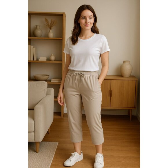 32 Degrees Cool Sm Crop Lux Capri Pants Elastic Waist Straight Leg Lightweight - Picture 7 of 7